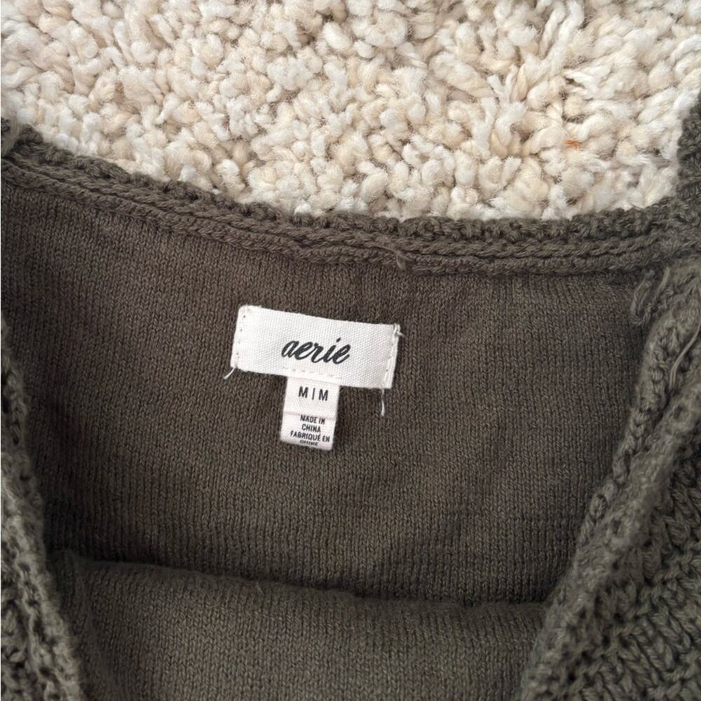 Aerie Green Knit Cropped Tank Boho Top Medium - Picture 5 of 9